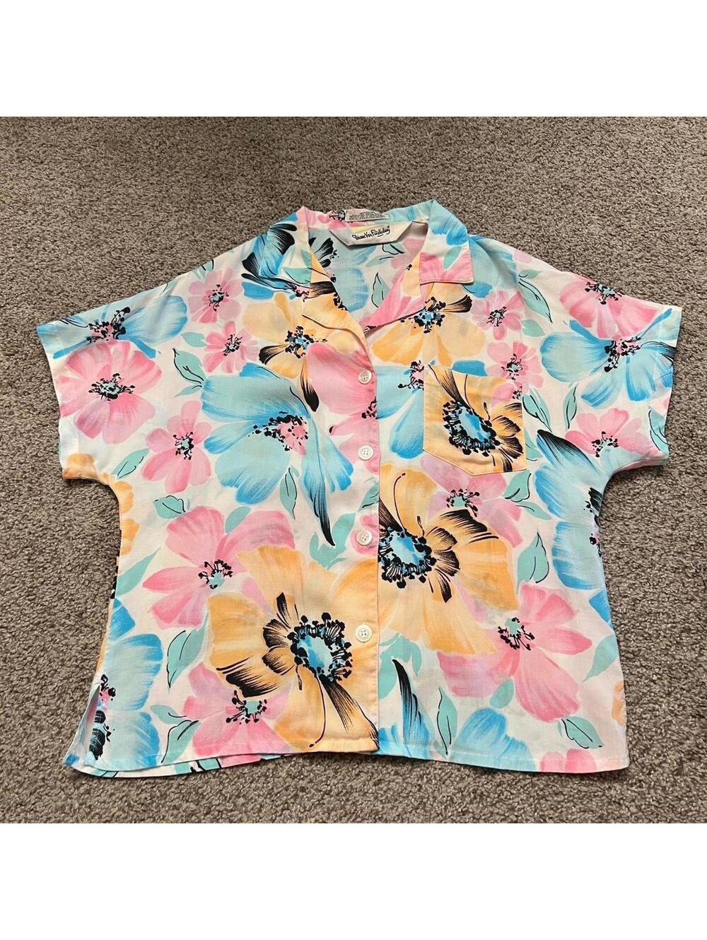 Diane von Furstenberg Vintage Floral Button Down Top